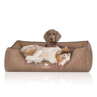 Knuffelwuff Orthopädisches Hundebett Tampa aus laser-gestepptem Kunstleder XL 105 x 75cm Camel