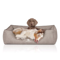 Knuffelwuff Orthopädisches Hundebett Tampa aus laser-gestepptem Kunstleder XL 105 x 75cm Grau