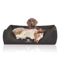 Knuffelwuff Orthopädisches Hundebett Tampa aus laser-gestepptem Kunstleder XL 105 x 75cm Schwarz