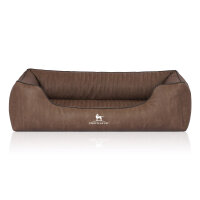 Knuffelwuff Orthopädisches Hundebett Tampa aus laser-gestepptem Kunstleder XXL 120 x 85cm Braun