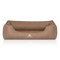 Knuffelwuff Orthopädisches Hundebett Tampa aus laser-gestepptem Kunstleder XXL 120 x 85cm Camel