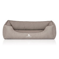 Knuffelwuff Orthopädisches Hundebett Tampa aus laser-gestepptem Kunstleder XXL 120 x 85cm Grau