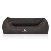 Knuffelwuff Orthopädisches Hundebett Tampa aus laser-gestepptem Kunstleder XXL 120 x 85cm Schwarz