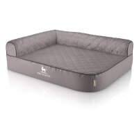 Knuffelwuff Orthopädisches Eck Hundebett Winslow aus laser-gestepptem Kunstleder L 85 x 63cm Lehne Links Grau