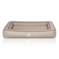 Knuffelwuff Orthopädisches Hundebett aus Laser gestepptem Kunstleder Montego 120 x 100cm Grau