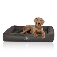 Knuffelwuff Orthopädisches Hundebett aus Laser gestepptem Kunstleder Montego 155 x 125cm Schwarz