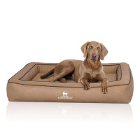 Knuffelwuff Orthopädisches Hundebett aus Laser gestepptem Kunstleder Montego 155 x 125cm Camel
