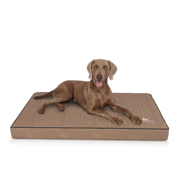Knuffelwuff orthopädische Hundematte Palomino aus laser-gestepptem Kunstleder XXL 115 x 80 Camel