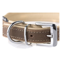 Knuffelwuff weiches Nubuk-Echtleder Hundehalsband Orlando Braun/Beige