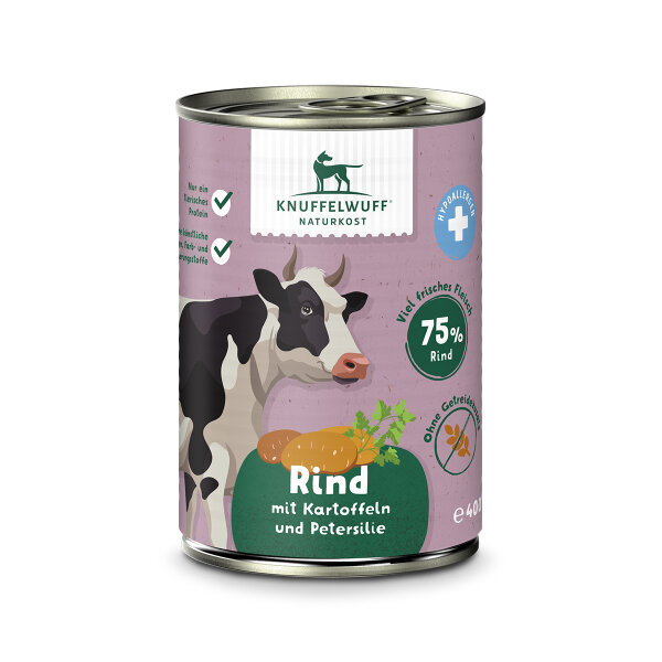Knuffelwuff Nassfutter Rind pur mit Heidekartoffeln & Petersilie