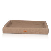 Knuffelwuff orthopädisches Hundebett Austin aus Kunstleder S 70 x 50cm Camel