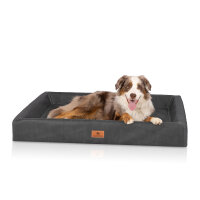 Knuffelwuff orthopädisches Hundebett Austin aus Kunstleder S 70 x 50cm Schwarz
