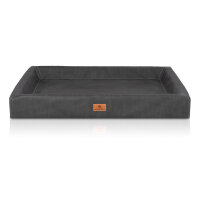Knuffelwuff orthopädisches Hundebett Austin aus Kunstleder S 70 x 50cm Schwarz