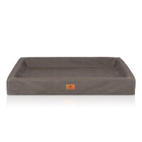 Knuffelwuff orthopädisches Hundebett Austin aus Kunstleder XXXL 155 x 125cm Braungrau