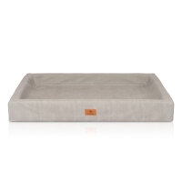 Knuffelwuff orthopädisches Hundebett Austin aus Kunstleder XXL 120 x 100cm Grau