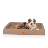 Knuffelwuff orthopädisches Hundebett Austin aus Kunstleder XXL 120 x 100cm Camel
