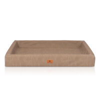 Knuffelwuff orthopädisches Hundebett Austin aus Kunstleder XL 105 x 80cm Camel