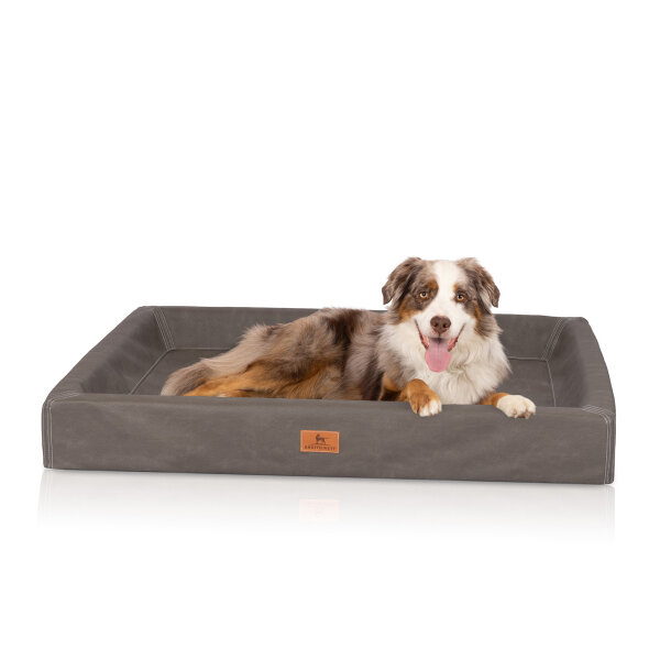 Knuffelwuff Austin orthopädisches Hundebett Kunstleder M-L 85 x 65 cm Braungrau