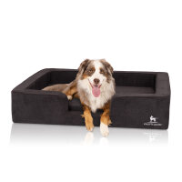 Knuffelwuff orthopädisches Hundebett mit Wendekissen aus Velours Bellamy 120 x 100cm Schwarz