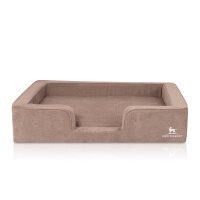 Knuffelwuff orthopädisches Hundebett mit Wendekissen aus Velours Bellamy 120 x 100cm Braun