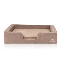 Knuffelwuff orthopädisches Hundebett mit Wendekissen aus Velours Bellamy 100 x 80cm Braun
