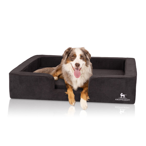 Knuffelwuff orthopädisches Hundebett mit Wendekissen aus Velours Bellamy 80 x 60cm Schwarz
