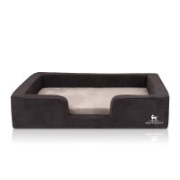 Knuffelwuff orthopädisches Hundebett mit Wendekissen aus Velours Bellamy 80 x 60cm Schwarz