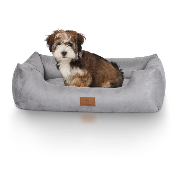 Knuffelwuff Hundebett Dreamline aus Velours M-L 85 x 63cm Grau
