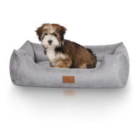 Knuffelwuff Hundebett Dreamline aus Velours M-L 85 x 63cm Grau