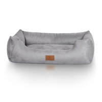 Knuffelwuff Hundebett Dreamline aus Velours Grau S 70 x 50cm
