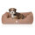 Knuffelwuff Orthopädisches Hundebett Leano aus Velours mit Handwebcharakter M-L 85 x 63cm Hellbraun