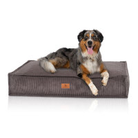 Knuffelwuff Hundekissen Lesedi aus Cord mit Handwebcharakter 135x90cm Braungrau