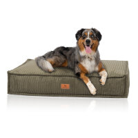 Knuffelwuff Hundekissen Lesedi aus Cord mit Handwebcharakter 120x80cm Khaki