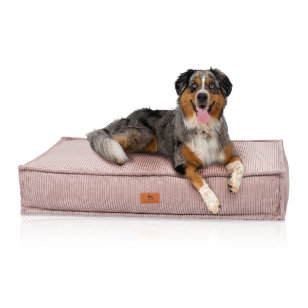 Knuffelwuff Hundekissen Lesedi aus Cord mit Handwebcharakter 100x70cm Rosa