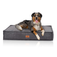 Knuffelwuff Hundekissen Lesedi aus Cord mit Handwebcharakter 100x70cm Grau