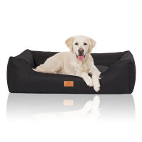 Knuffelwuff Hundebett Lotte aus Velours mit feinem Handwebcharakter XXL 120 x 85cm Schwarz