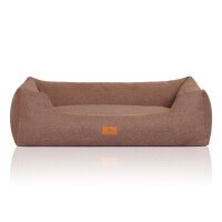 Knuffelwuff Hundebett Lotte aus Velours mit feinem Handwebcharakter XXL 120 x 85cm Lichtbraun