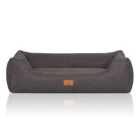 Knuffelwuff Hundebett Lotte aus Velours mit feinem Handwebcharakter XXL 120 x 85cm Grau