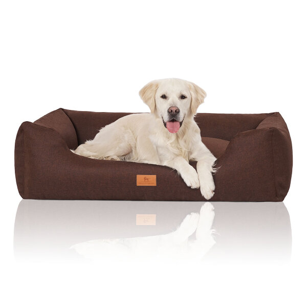 Knuffelwuff Hundebett Lotte aus Velours mit feinem Handwebcharakter XL 105 x 75cm Braun