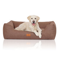 Knuffelwuff Hundebett Lotte aus Velours mit feinem Handwebcharakter XL 105 x 75cm Lichtbraun