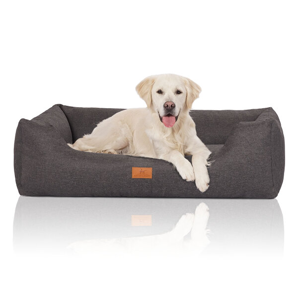 Knuffelwuff Hundebett Lotte aus Velours mit feinem Handwebcharakter XL 105 x 75cm Grau
