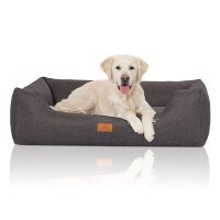 Knuffelwuff Hundebett Lotte aus Velours mit feinem Handwebcharakter XL 105 x 75cm Grau