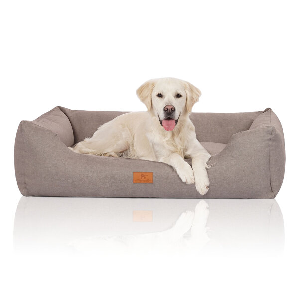 Knuffelwuff Hundebett Lotte aus Velours mit feinem Handwebcharakter XL 105 x 75cm Lichtgrau