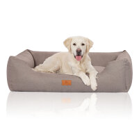 Knuffelwuff Hundebett Lotte aus Velours mit feinem Handwebcharakter XL 105 x 75cm Lichtgrau