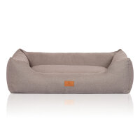Knuffelwuff Hundebett Lotte aus Velours mit feinem Handwebcharakter XL 105 x 75cm Lichtgrau