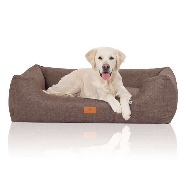 Knuffelwuff Hundebett Lotte aus Velours mit feinem Handwebcharakter XL 105 x 75cm Graubraun