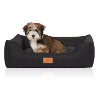 Knuffelwuff Hundebett Lotte aus Velours mit feinem Handwebcharakter M-L 85 x 63cm Schwarz