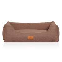 Knuffelwuff Hundebett Lotte aus Velours mit feinem Handwebcharakter M-L 85 x 63cm Lichtbraun