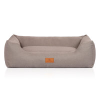 Knuffelwuff Hundebett Lotte aus Velours mit feinem Handwebcharakter M-L 85 x 63cm Lichtgrau