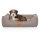 Knuffelwuff Hundebett Lotte aus Velours mit feinem Handwebcharakter M-L 85 x 63cm Lichtgrau